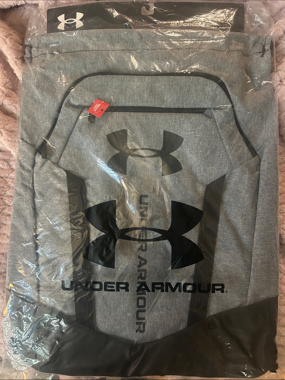 Under Armour Grey and Black Logo String Bag